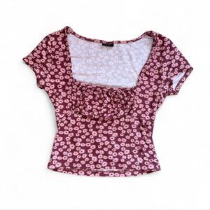 Rue21 Pink and White Floral Print Top